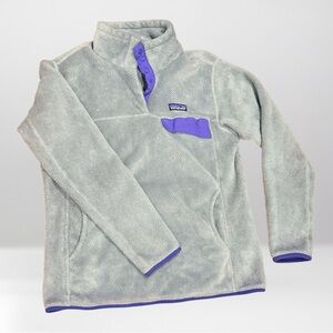 Patagonia Gray and Purple Fleece Pullover